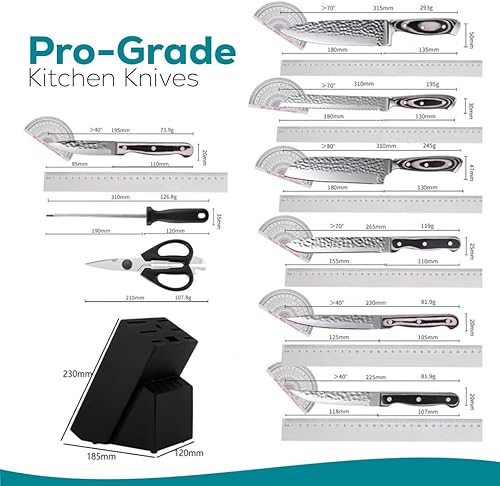 Miniatura 4 de Juego de cuchillos de cocina  Juego de 15 cuchillos de acero de alto carbono con afilador, tijeras y soporte  Mango ergonómico de madera  Cuchillos