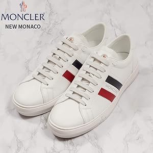 MONCLER ホワイトレザースニーカー モンクレール]トリコロールカラーホワイトレザースニーカーの