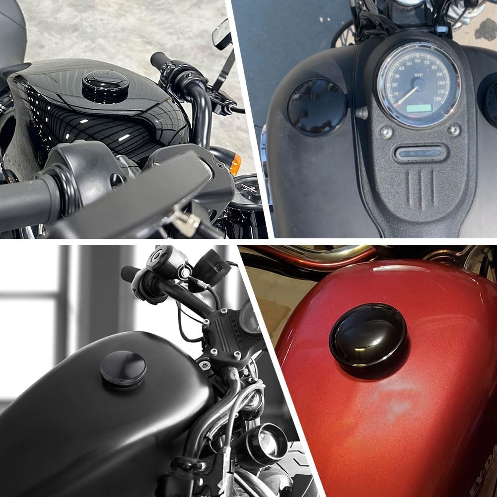 Fuel Gas Tank Oil Cover Retro Right-Hand Thread for Harley,Black