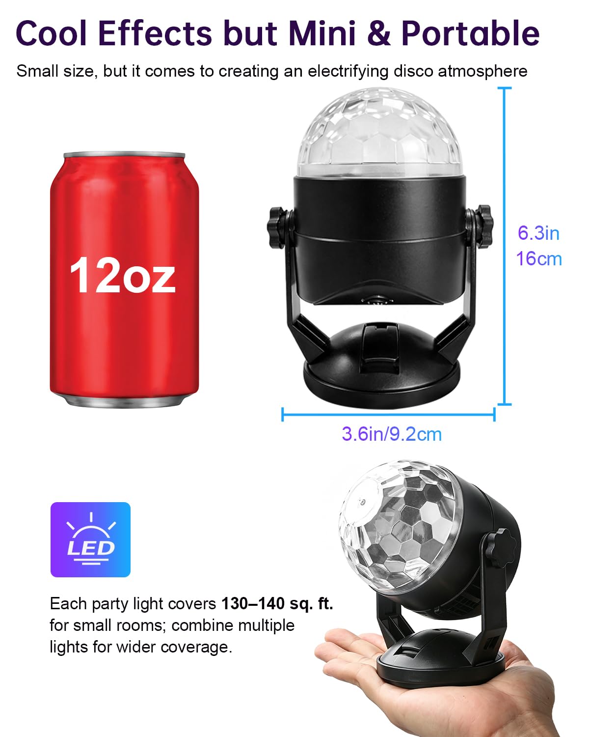 2er-Pack] Sound Activated Party Lights with Remote Control DJ-Beleuchtung, RBG Disco Ball Light, Stroboskop-Lampe, 7 Modi, Bühnen-Par Light für Zuhause, Tanzpartys, Bar, Karaoke, Weihnachten, Hochzeit | DJ Discokugel Strobe Lichter Innen für Auto Zimmer E