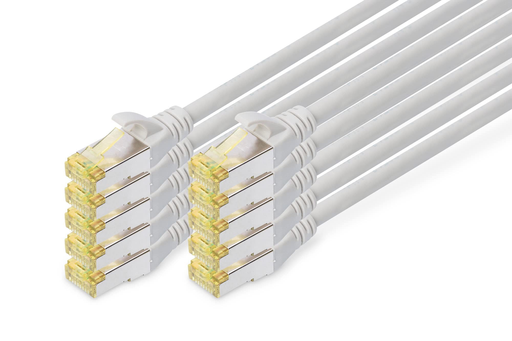 DIGITUS Set: Kit réseau 10 pouces - 1x switch Gigabit, 8 ports, administrable, switch Ethernet - 1x panneau de brassage Cat-6A , 8 ports, LSA - 10x câbles réseau Cat-6A, câble de brassage gris, 0,25 m