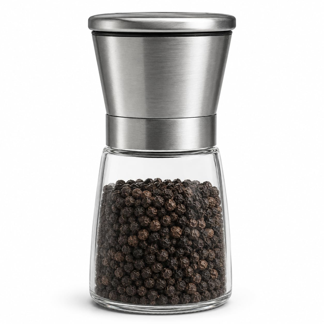 VILON Stainless Steel Spice Mill (200ml) – Adjustable Ceramic Grinder Salt or Pepper Mill Shaker, Pack of 1
