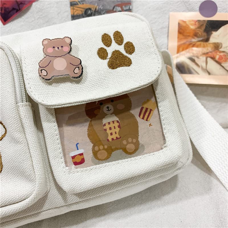 Kawaii Mini Purse Cute Small Wallets Aesthetic Bear Embroidery Crossbody Bag Ita Messenger Bag Accessories Preppy Stuff (Black,Small)4