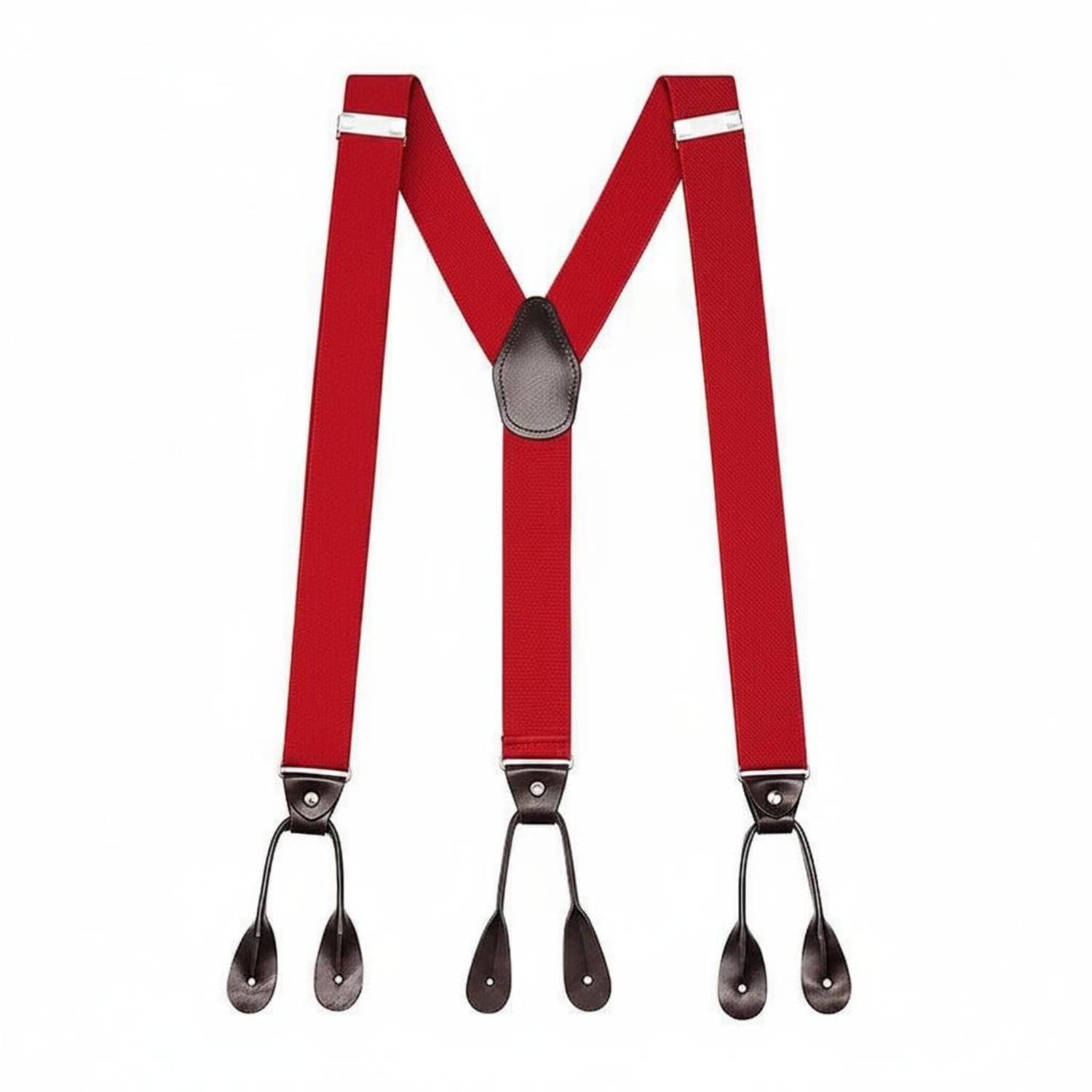Elastic Suspenders Anti-Slip Snap-on Suspenders Adjustable Braces Comfortable Fit for Wedding, Button I-image-34