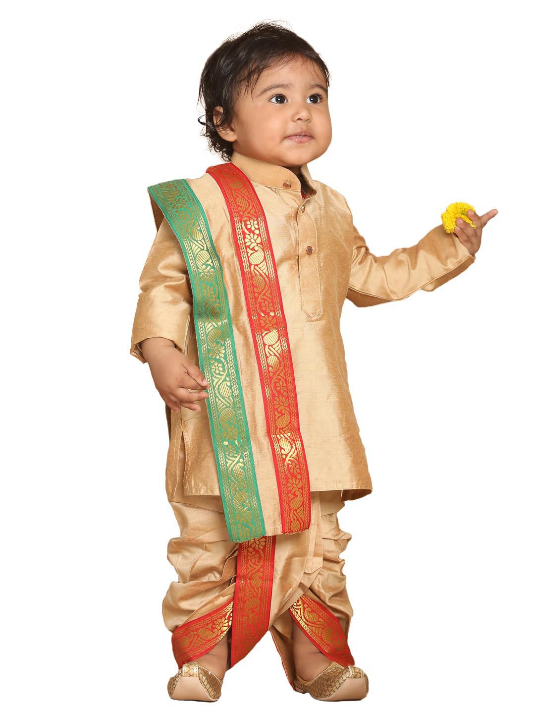 VASTRAMAY Infant Boys Rose Gold Cotton Blend Kurta Dhoti And Dupatta_VSHISBDK007RG_20 VASTRAMAY Infant Boys Rose Gold Cotton Blend Kurta Dhoti And Dupatta_VSHISBDK007RG_20