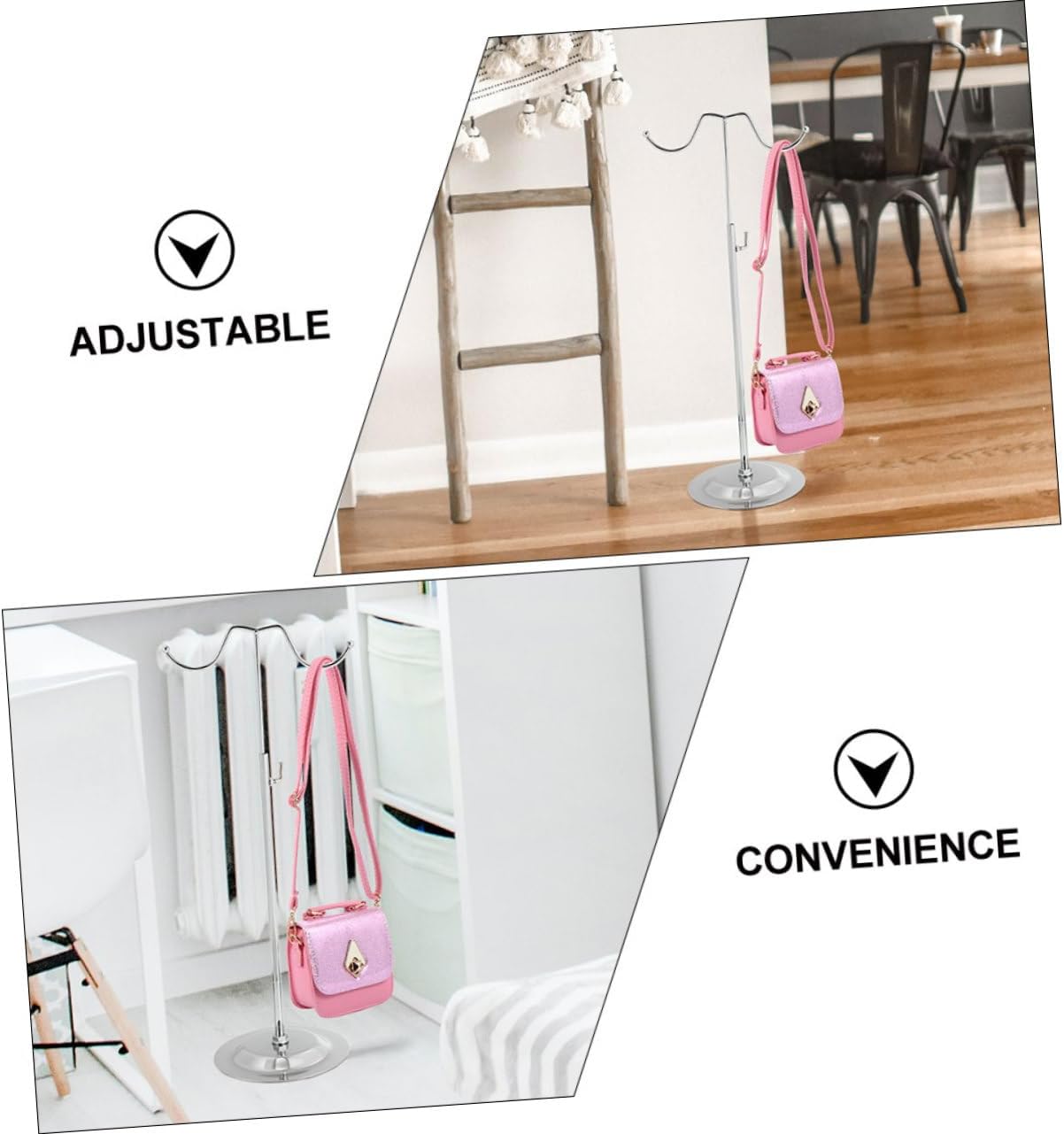 2pcs Adjustable Purse Display Stand Handbag Hook Holder for Desktop Metal Bag Rack Convenient Handbag Organizer for Home Retail Use