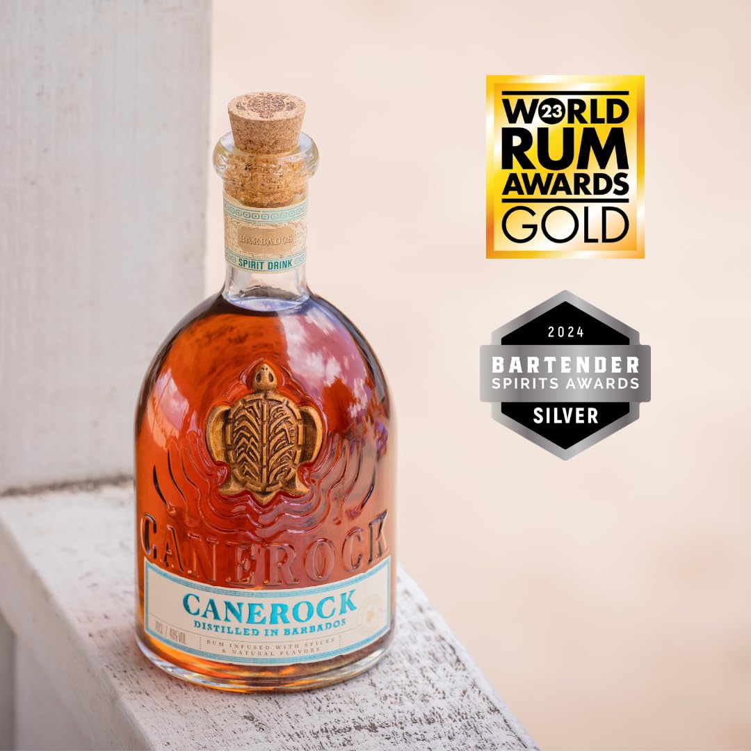 CANEROCK - Boisson Spiritueuse à Base de Rhum - 40% Alcool - 70 cl | Origine : Barbade - Notes d'Épices Douces & Patissières - À Déguster Pur ou en Cocktail