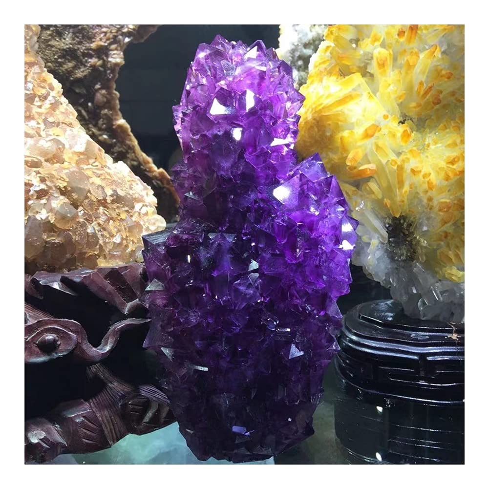Cristal Natural en Bruto Cristal curativo Bastante púrpura alumbre Puntiagudo racimo Gigante fengshui Piedra decoración del hogar