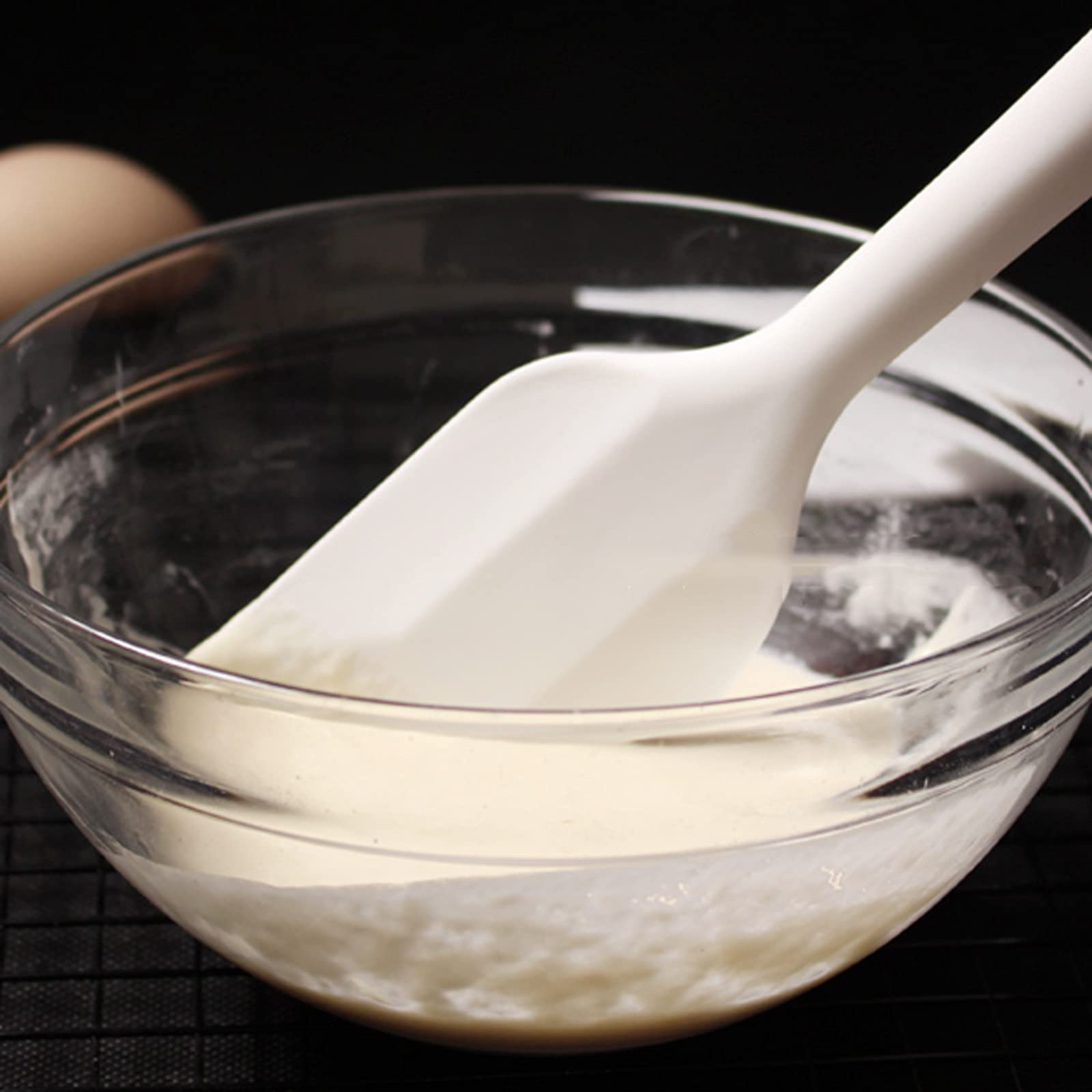 Teigschaber Weiße Backspatel-Silikon-integrierte Creme-Spatel-Hochtemperatur-Kuchen-Deko-Spatel-Mischschaber mit hängendem Loch (3 Stück) Spatel