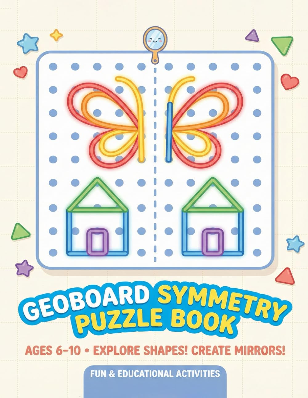 Geoboard Symmetry Puzzle Book for Kids: 300 Fun Symmetry and Geometry Challenges — Learn Shapes, Reflection, and Visual Thinking Through Play (Ages 6–10)