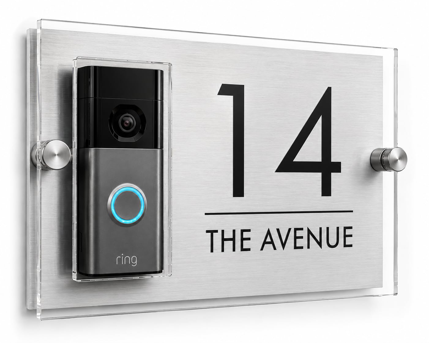 Ring Doorbell Wired (new generation) House number plaque (Silver, LEFT)