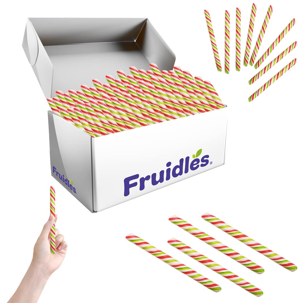Candy Cane Sticks Suckers, Old-Fashioned Multicolored Mixed-Fruit Flavor, Individually Wrapped, 5.5" Inch, Net WT 10.17 oz (288g), 24-Pack - 0.42oz (12g) Pieces (Red, White, & Green)