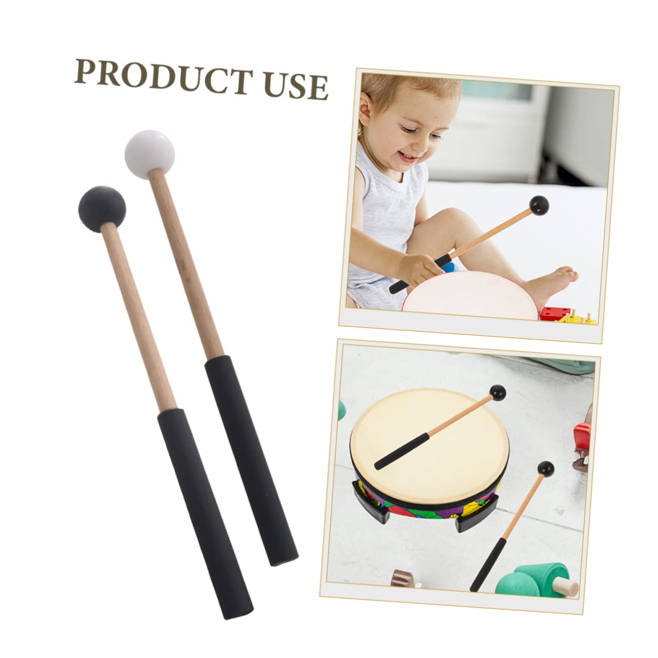 Bacchette Per Batteria Eteree In Legno, 2 Pezzi, Con Testa Rotonda, Accessori Per Strumenti A Percussione