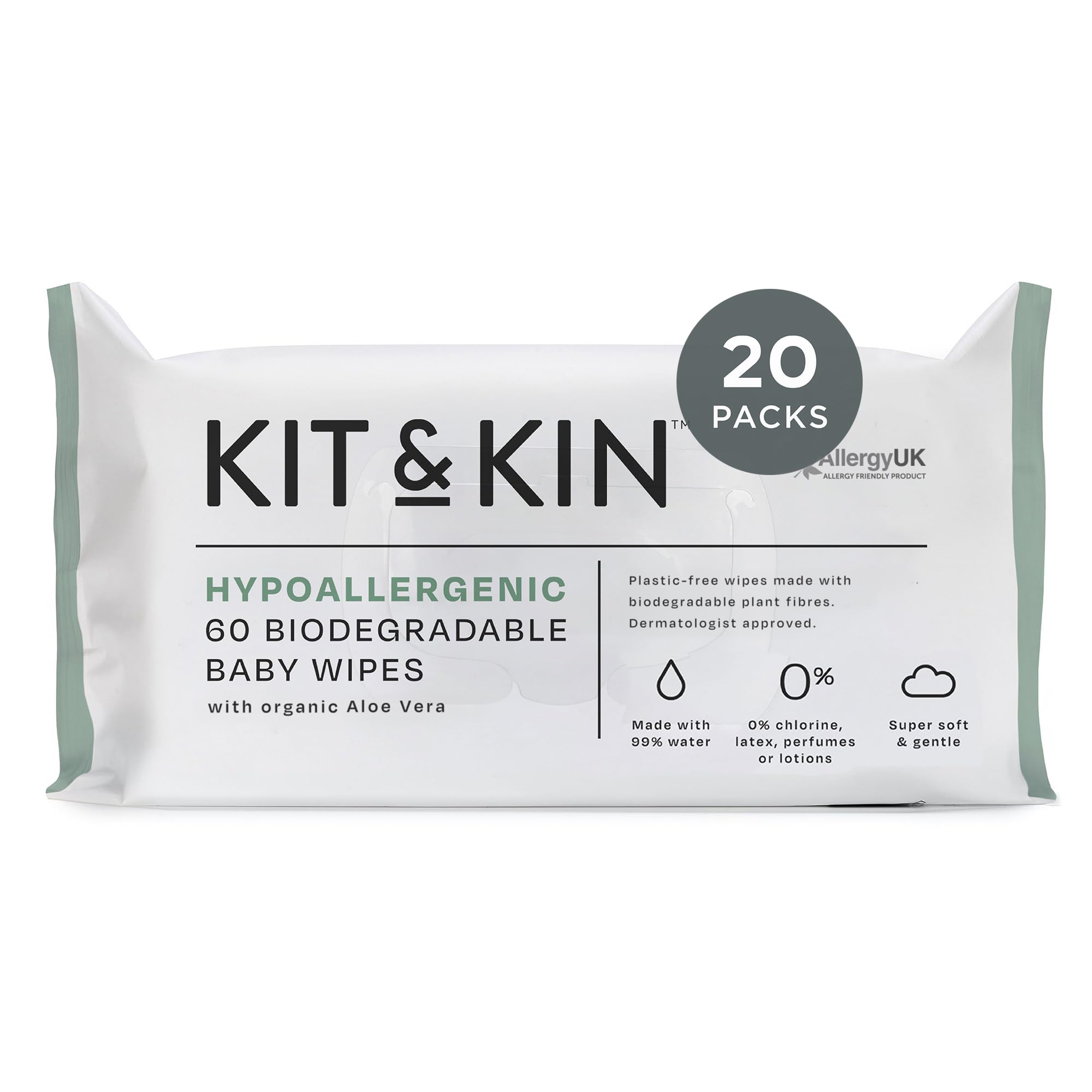 Premium Eco Baby Wipes, 1200 Wet Wipes (20 packs) | Biodegradable Plastic-Free & Super Soft | 99% Water | No Perfumes | New & Improved Formula