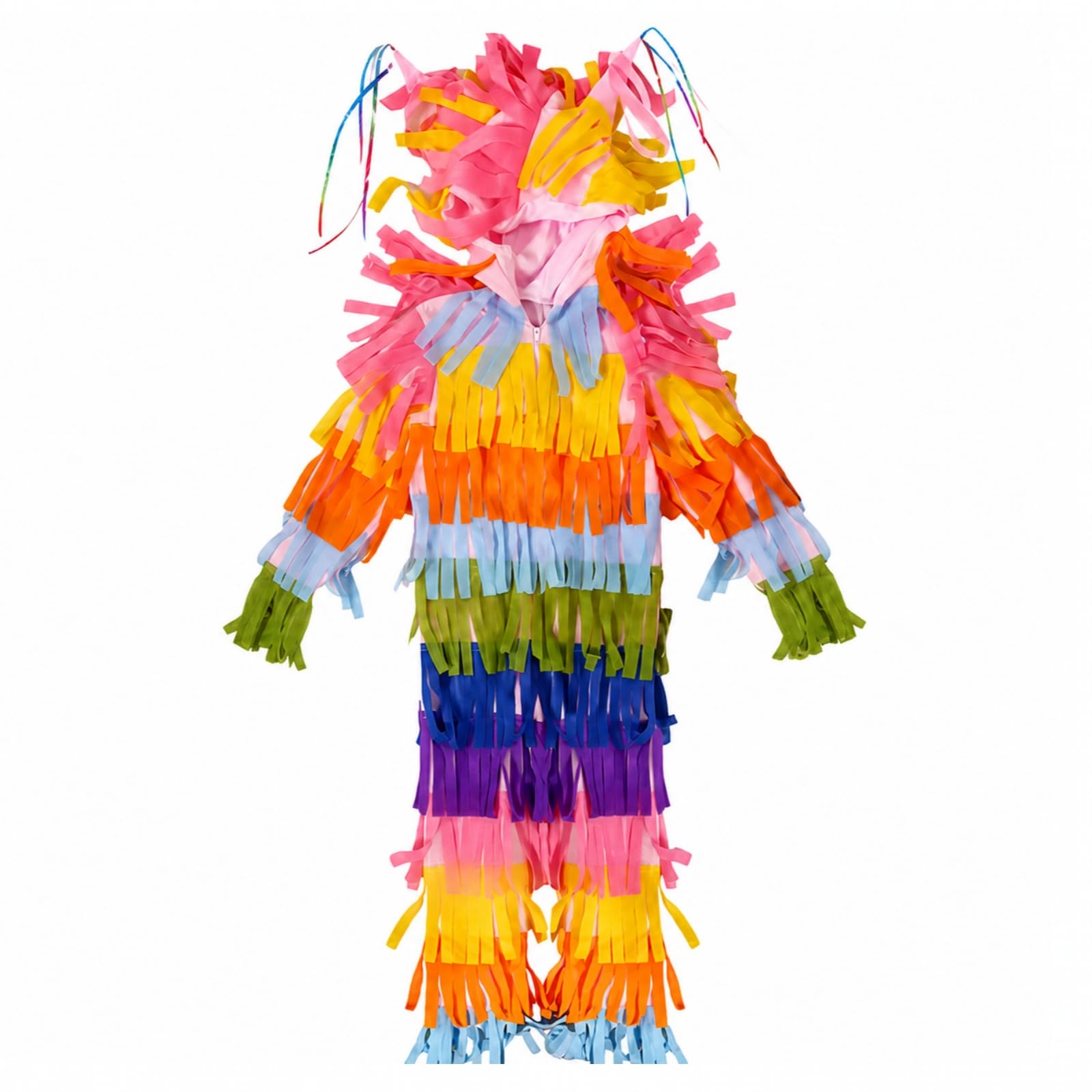 Costume Intero Ispirato Messicana Confortevole Tuta di Carnevale con Cappuccio e Frange Flessibile Abito di Scena con Maniche e Gambe