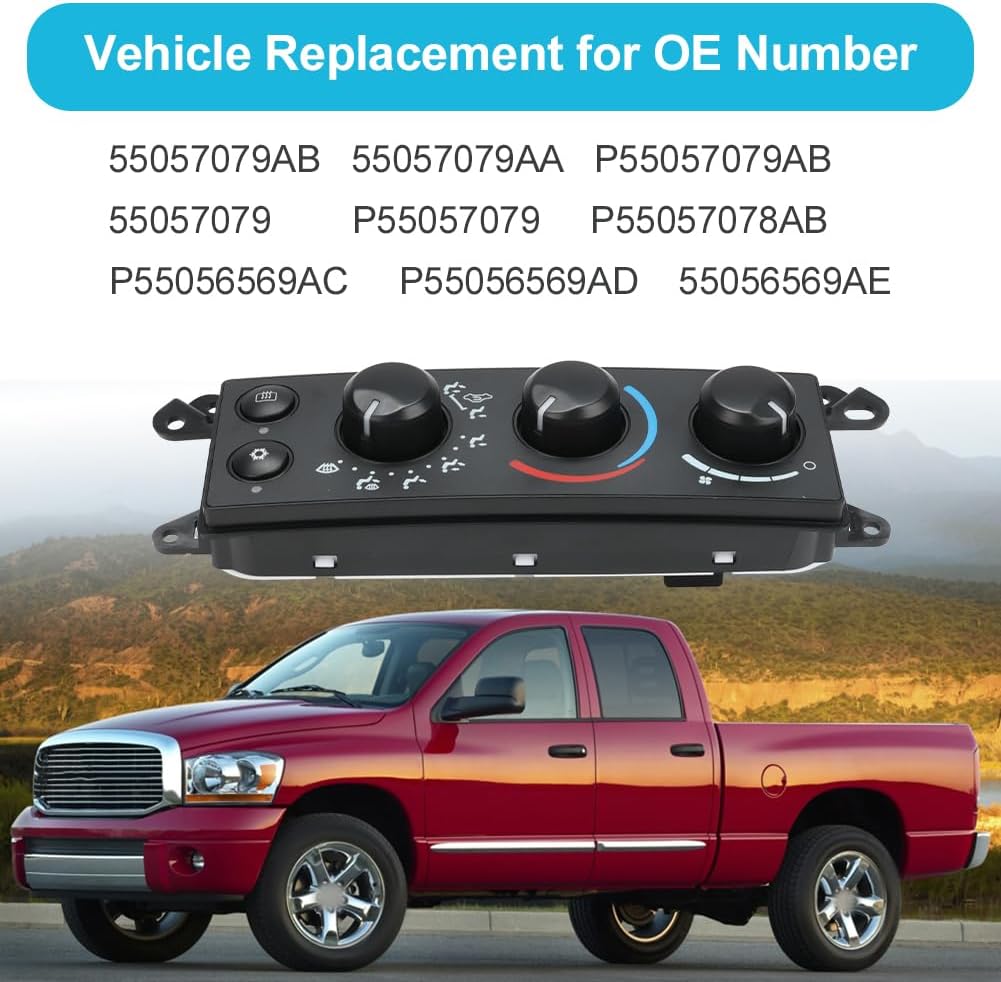 HVAC Climate Control Module Compatible with 2006 2007 2008 Dodge Ram 1500 2500 3500 A/C Control Panel Replacement for P55056569AC P55056569AD 55056569AE