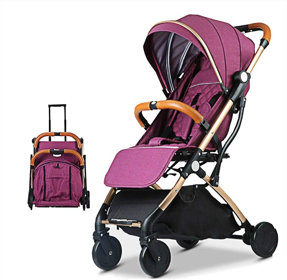 Lightweight Stroller,Compact Travel Buggy,One Hand Foldable,Five-Point Harness,Great for Airplane (Purple)