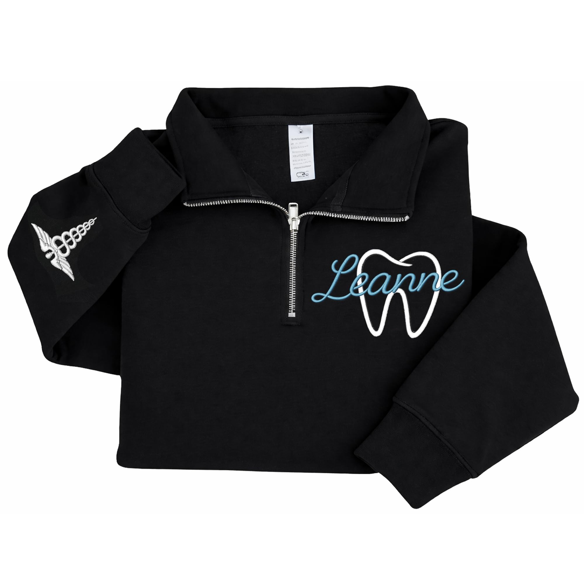 DILYPOD Personalized Embroidered Dental Hygienist Quarter-Zip Sweatshirt Custom Dental Assistant Sweater with Teeth