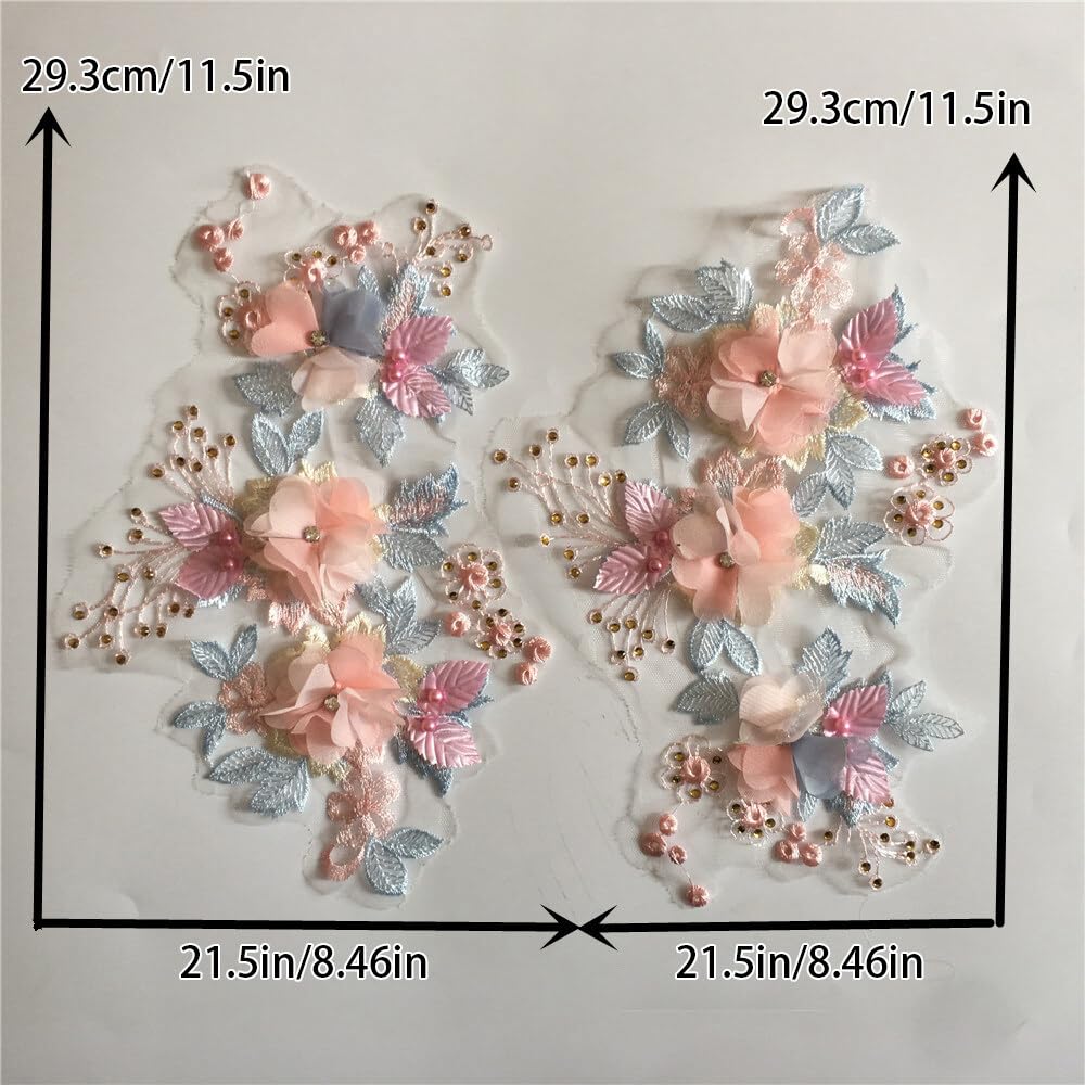 Dentelle Brodée 3D Strass Dorée - Applique Tulle 33x24 Cm - Pour Robe Mariée, Vêtements, Déco DIY