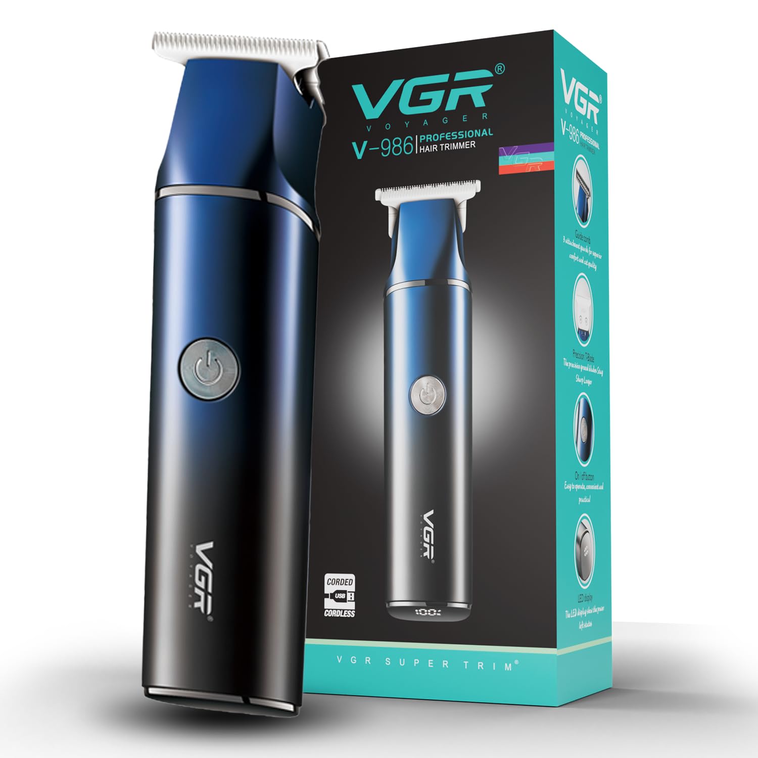 VGR V-986 Professional T-blade Precision Trimmer for Men with LED display & Type-C Charging & 1200mAh Lithium battery with 150min Runtime (Blue) 1 Year Warranty (Gold) (B0D37XYKTJ) Amazon Price History, Amazon Price Tracker