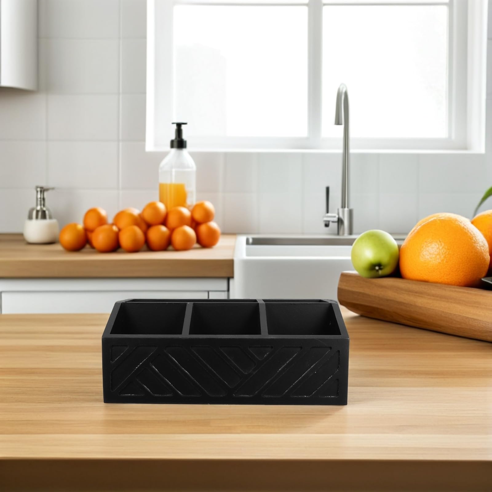 COLLBATH Drewniane pudełko organizera na torebki herbaty: pojemnik do przechowywania kawy i herbaty z przegródkami - 11,7x7,6x3,2" Organizer stacji kawowej na blat
