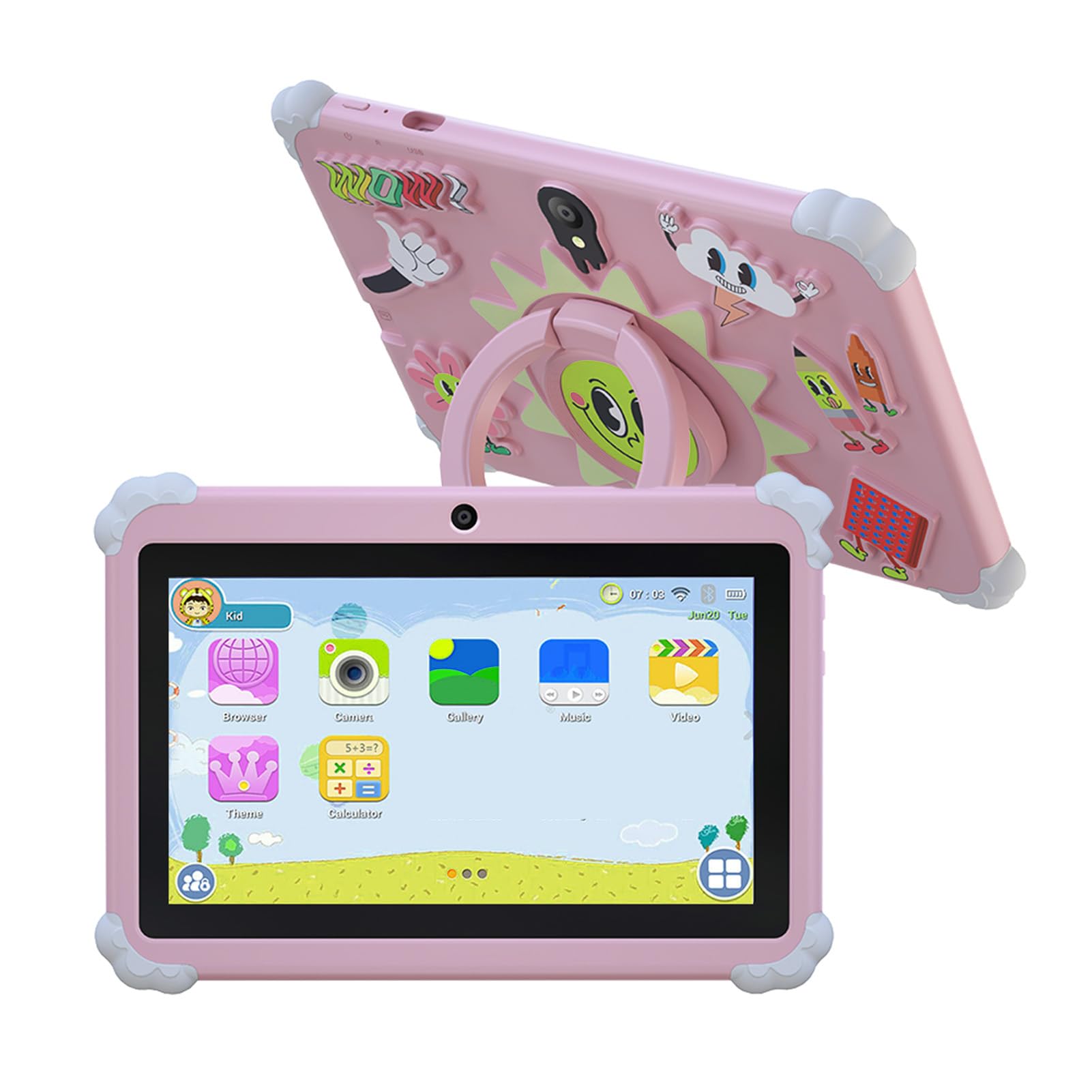 YUEHISY 7 Inch Tablet with Protective Case, 16GB 1024x600 HD Touch Screen Tablet with Protective Cover for Android 7.0, Gifts for Teen Kids (Pink)-image-5