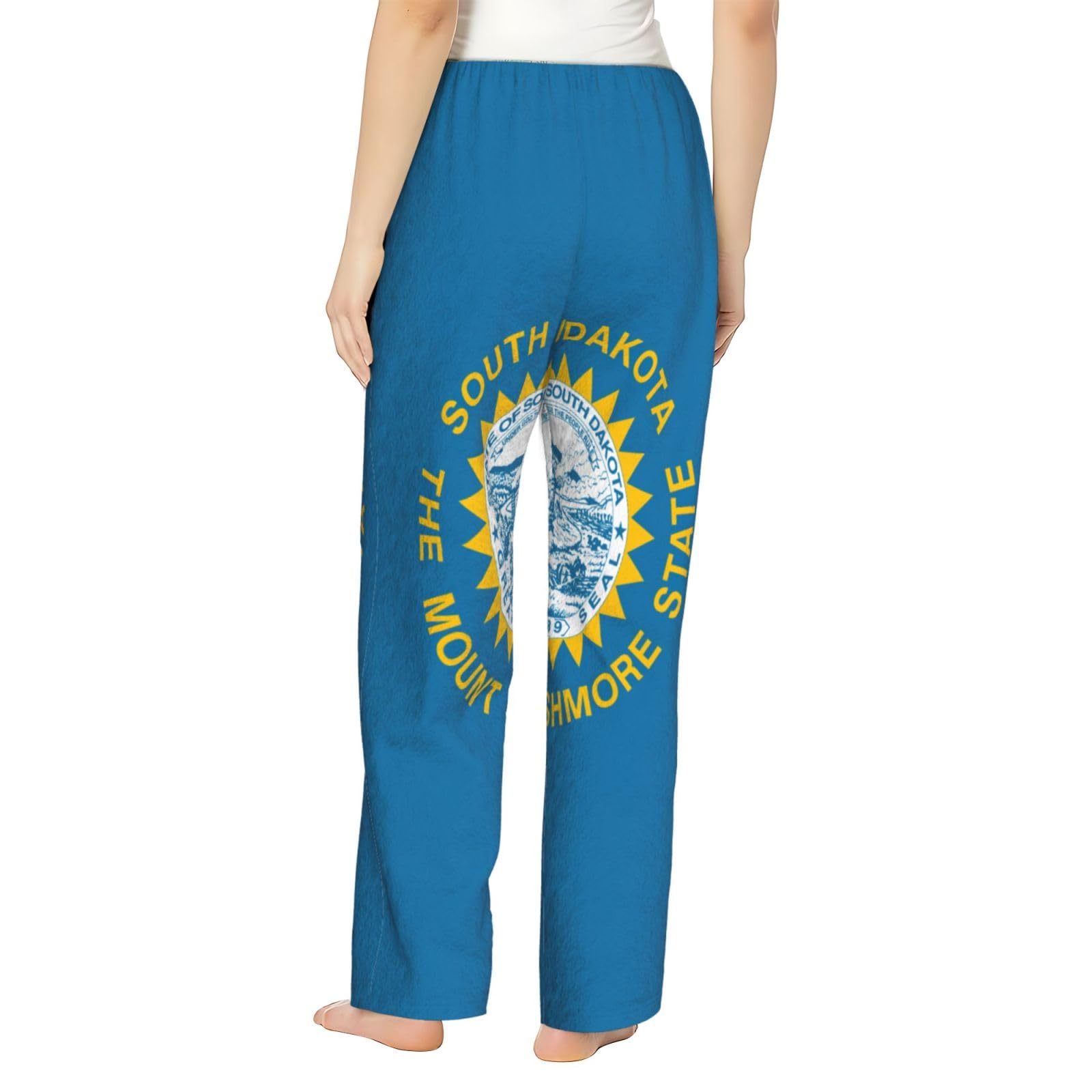 Damen-Schlafanzughose mit Süddakota-Flagge, Flanell, warm, bequem, Lounge-Schlafhose für Urlaub und Weihnachten