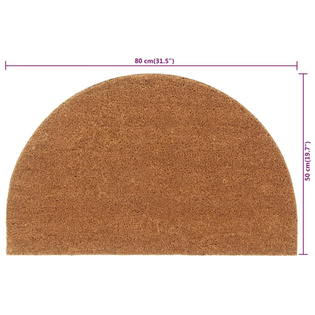 Paillasson semi-circulaire en fibre de coco - 50 x 80 cm - Naturel touffeté - Avec dessous antidérapant - Pour entrée - Durable et facile à nettoyer - Polyvalent pour l'intérieur et