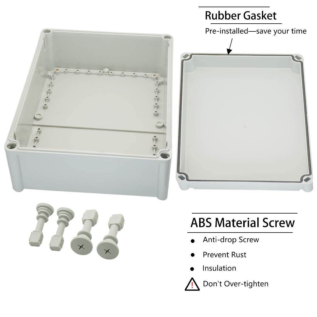 Zulkit Abzweigdose ABS Kunststoff staubdicht wasserdicht IP67 Abzweigdosen Universal Elektroprojekt Gehäuse Langlebig DIY Elektronische Projektbox Grau 14.96 * 11.02 * 5.12 Zoll (380 * 280 * 130mm)