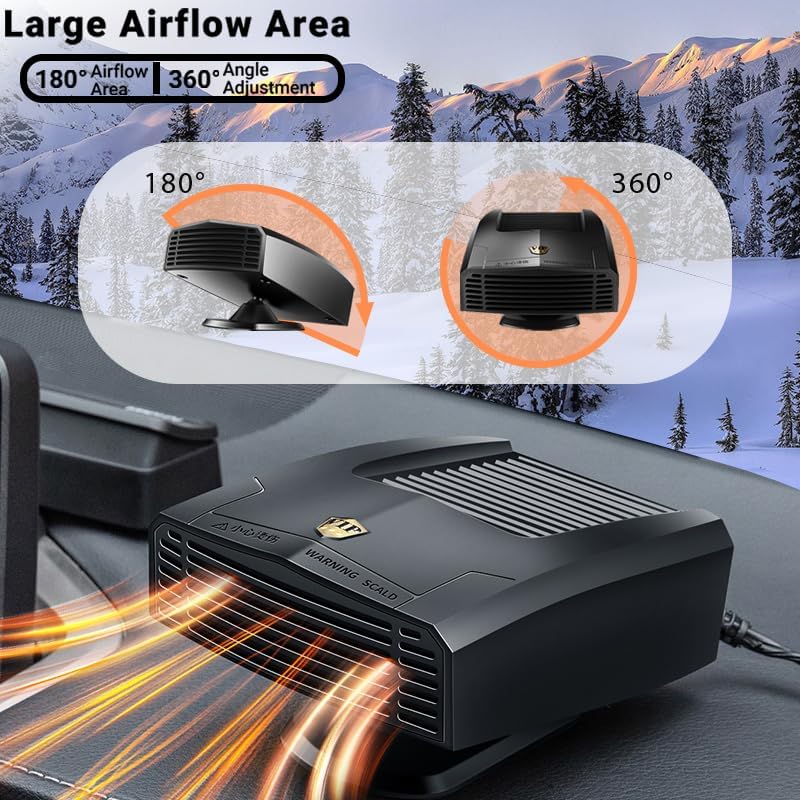 Miniatura 3 de Calentador de coche portátil de 12 V que se conecta al encendedor de cigarrillos, desempañador, descongelador, ventilador de calefacción y