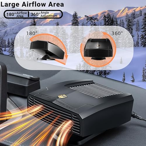Ouffun PPM-CAR-HEA-02-V-A1 Heater, 12V Portable Car Heater That Plugs Into Cigarette Lighter Windshield Defogger Car Defroster 150W Fast Heating & Cooling Fan 2 In 1 Modes Heater thumb #3