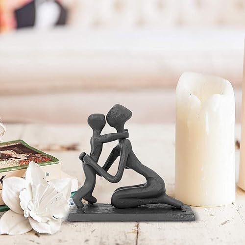 Miniatura 2 de DreamsEden Estatua de mamá e hijo, figura de hierro fundido de hijo e hija, escultura de decoración del hogar para el día de la madre, cumpleaños,