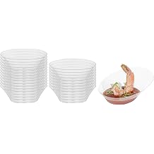 Restaurantware 4 x 2.9 x 1.3 Inch Mini Tasting Dishes 50 Disposable Mini Dessert Dishes - Oval Ellipse Design Clear Plastic Appetizer Dishes Serve Samples or Snacks For Parties or Weddings
