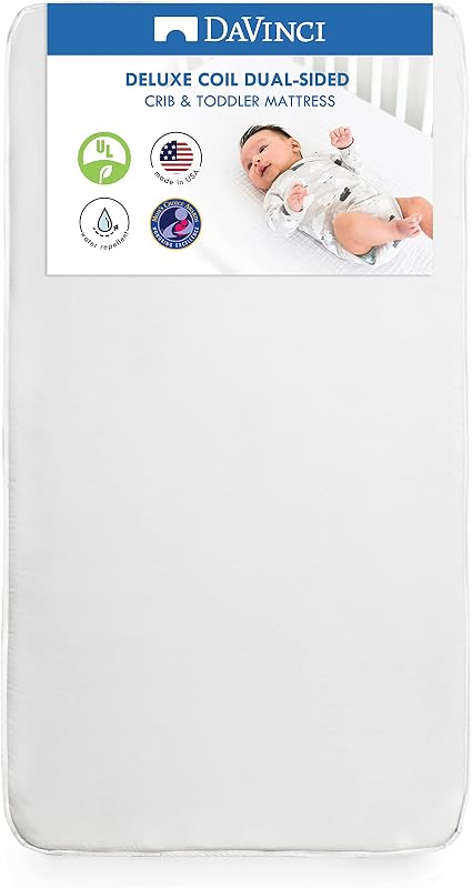 Colchón para cuna de bebé DaVinci Pure Core de espuma viscoelástica - Certificado GREENGUARD Gold, doble cara, colchón para cama de 2 etapas para bebés y niños pequeños - Ligero, impermeable y transpirable - Para tamaño de cuna estándar