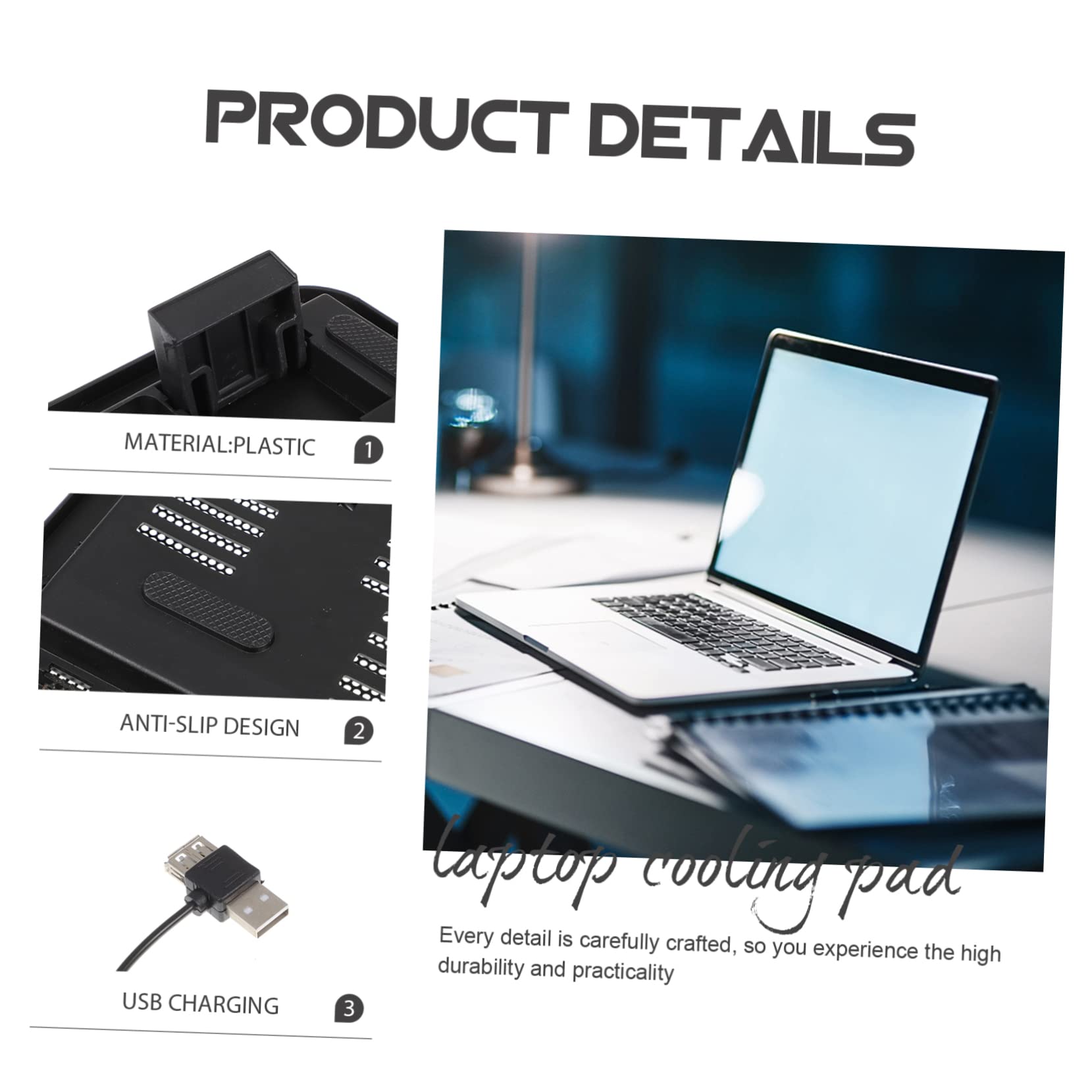 Uonlytech Raffreddatore Laptop Silenzioso Led Per Usb Design Ultra- e Antiscivolo Accessorio Per Gaming e