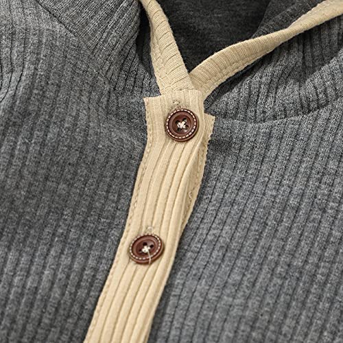 Thorn Tree Newborn Baby Girl Boy Hooded Romper Unisex Baby Knitted Jumpsuit Infant Kids Solid Outfits Baby Girl Boy Jumpsuit (Gray, 0-3 Months) #TOP3