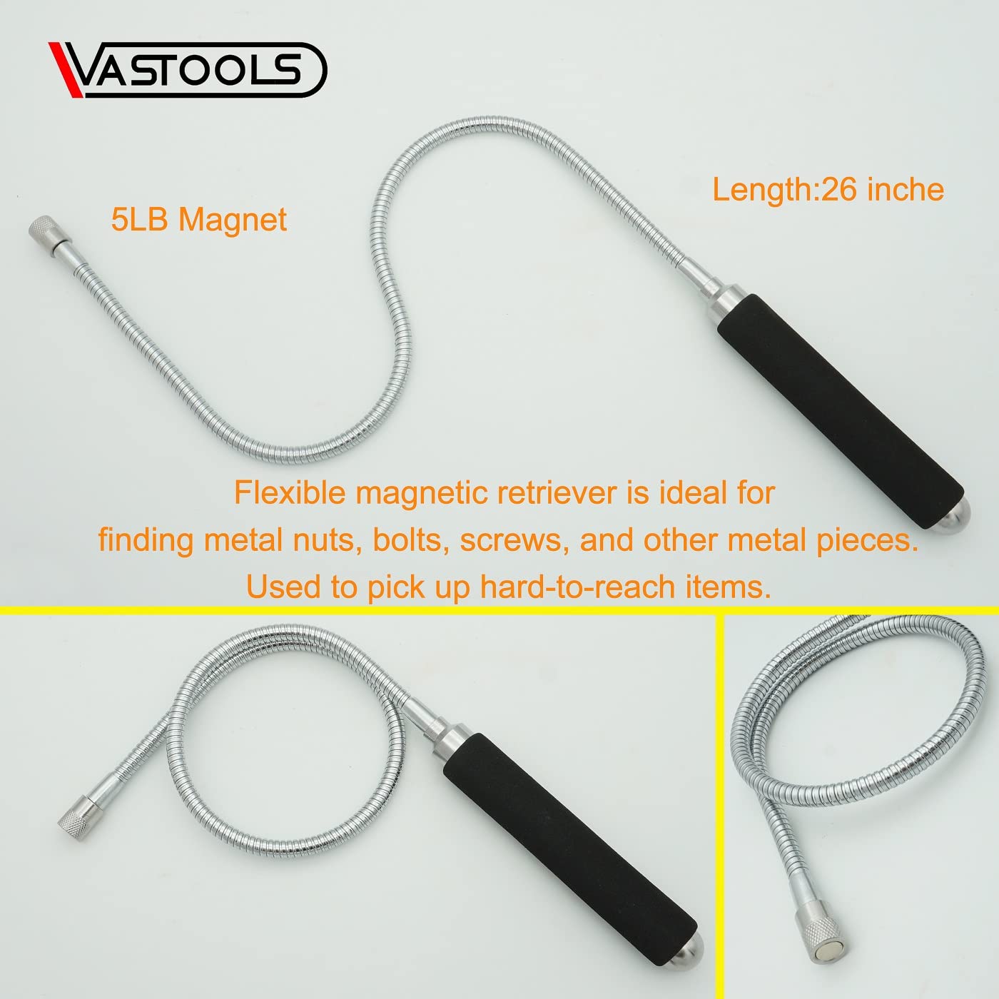 VASTOOLS Flexible Magnetic Pickup Tool Set, 5LB & 10LB, 26" Bendable Extension Magnetic Pickup — Amazon image 5