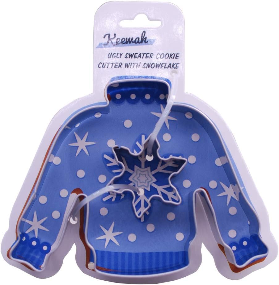 4 inch Ugly Sweater Cookie Cutter with Mini Christmas Tree - 4” sweater and 1.4” tree - Stainless Steel image 3
