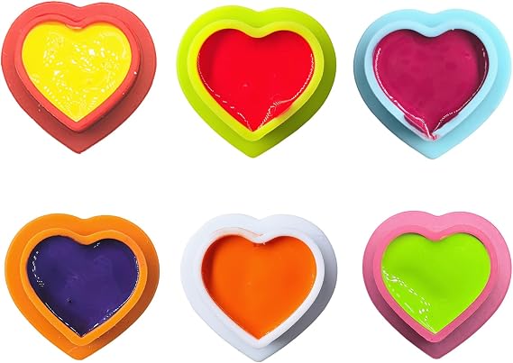 Silicone Tattoo Ink Caps 100 Pack Heart Shape 6 Colours Large Capacity Tattoo Pigment Cups Holder with Stable Base