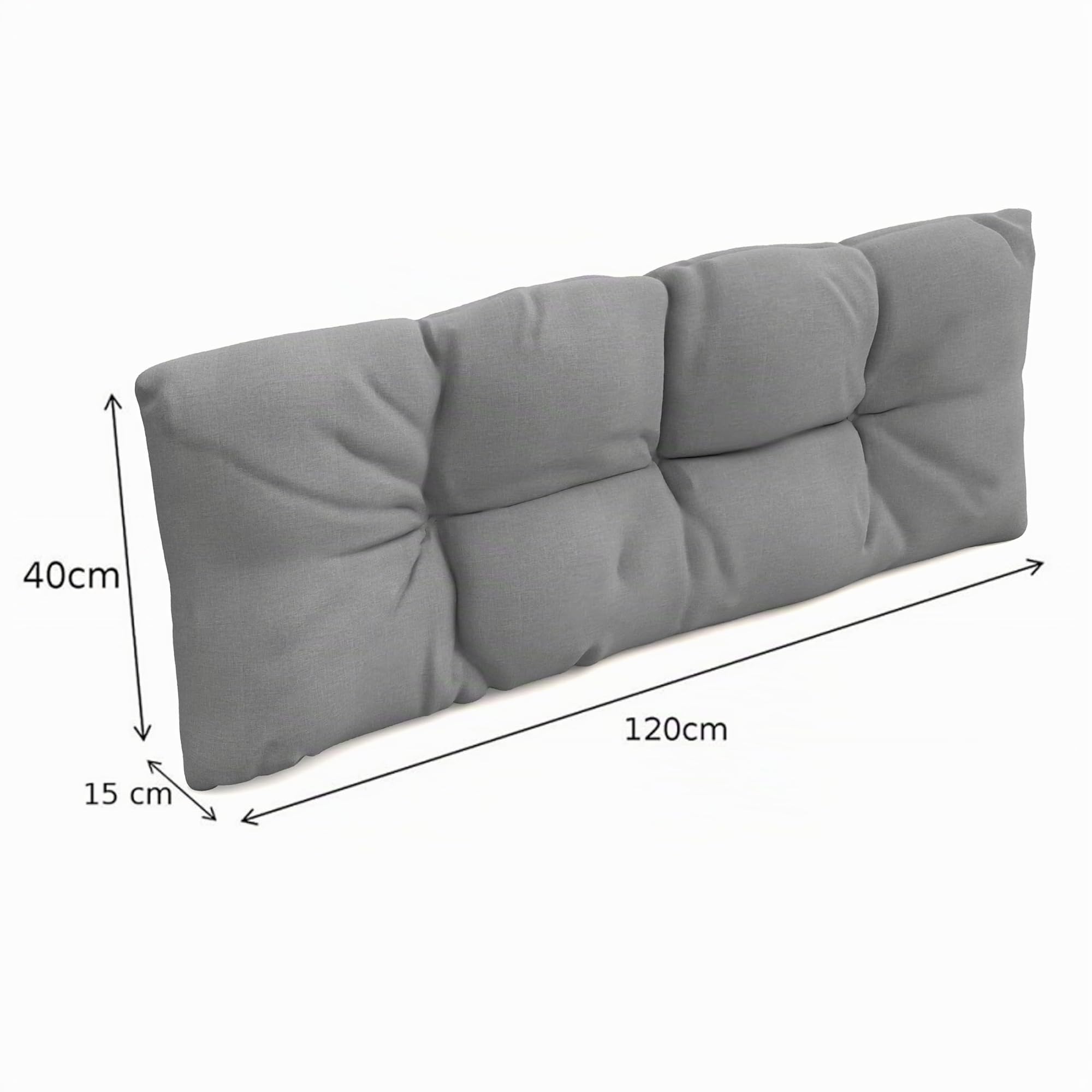POKAR Set de 2 Coussins pour Palettes Euro Déperlant: 1x Assise 120x80cm + 1x Dossier 120x40cm, pour Canapé de Jardin, sans Palette, Gris