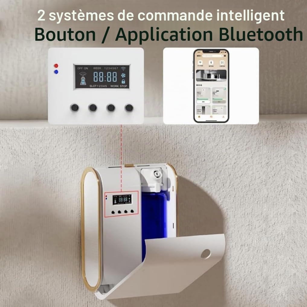 Machine De Diffuseur De Parfum Intelligent De 350 ML, Diffuseur Arôme Mural Commercial avec Télécommande, Diffuseur D'arôme sans Eau, pour Hôtelier Hotel Office Business Spa White