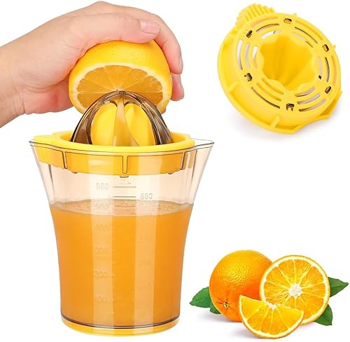Exprimidor manual de cítricos  Exprimidor manual de limón y naranja con cuenco de 20 onzas y 2 boquillas de vertido  Escariador de frutas para jugo