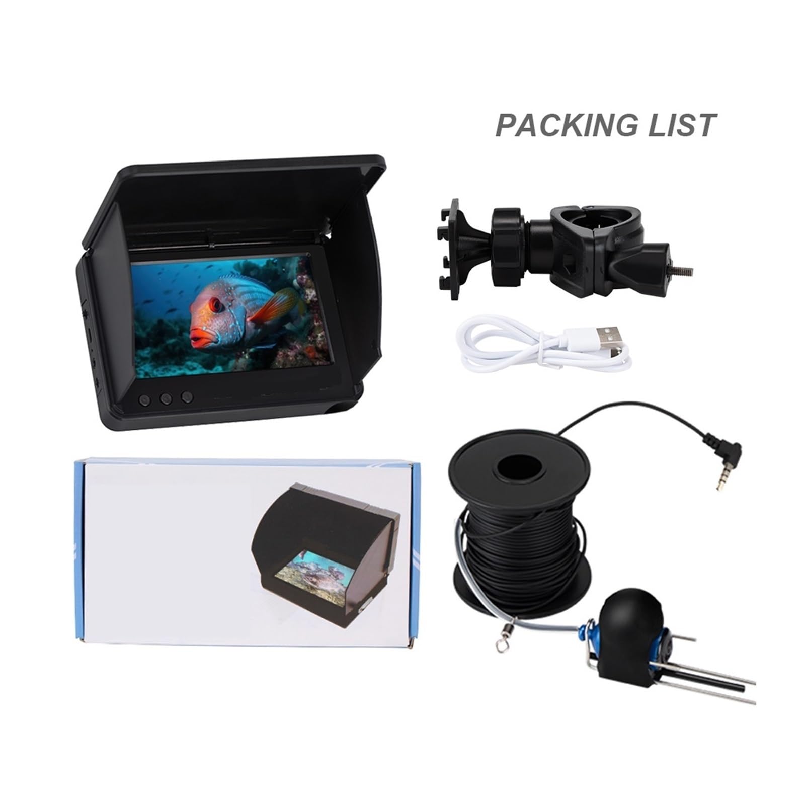 Buscador de Peces, Cámara portátil for Pesca submarina en Hielo con Pantalla LCD de 4,3/5 Pulgadas y visión Nocturna for Luces(20m 4.3 Plastic Box)