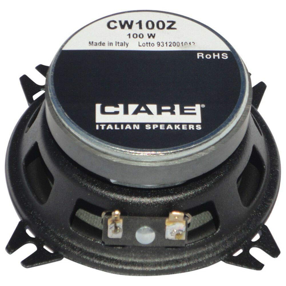 KIT SET PER CIARE CW100Z 2 woofer altoparlanti diffusori 10 cm 100 mm 4" 40 watt rms 80 watt max impedenza 4 ohm porte auto sospensione in gomma nero, set di 2 + 5 adesivi omaggio