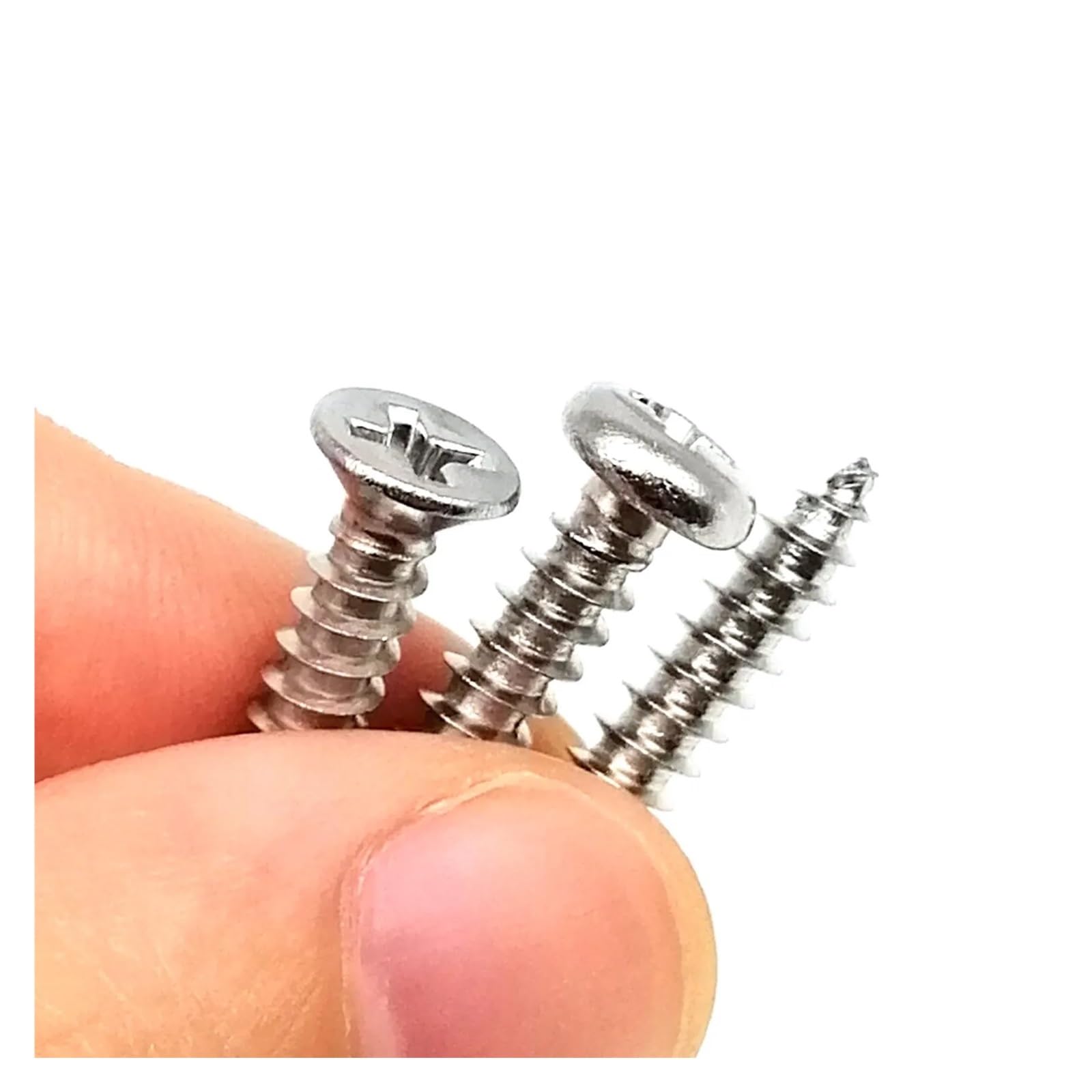 1 Kit Mix Größen M1.2 M1.4 M1.7 M2 M3 M4 Flache Senkkopf Rundkopf Selbstschneidende Holzschrauben Set 304 Edelstahl(Countersunk 1010pc)