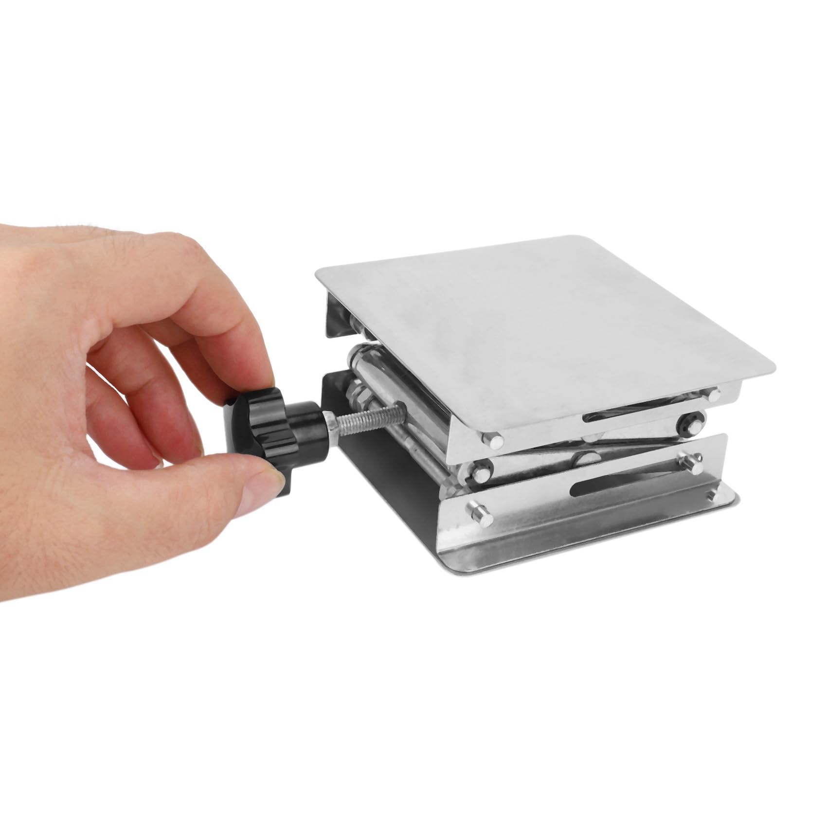 3X Laboratorio Scientifico Jack-100 X 100Mm In Acciaio da Laboratorio Stand Rack da Tavolo Scissor Lab-Lift Lifter per Esperimento Scientifico