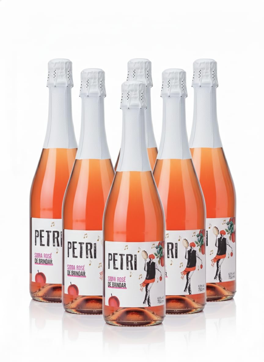 Petritegi Sidra Petri Rosé Pack 6 x 750 ml | Sidra Artesanal de Astigarraga | Sabor Frutos Rojos y Manzana Verde | Vegana sin Gluten | 4.8% Vol
