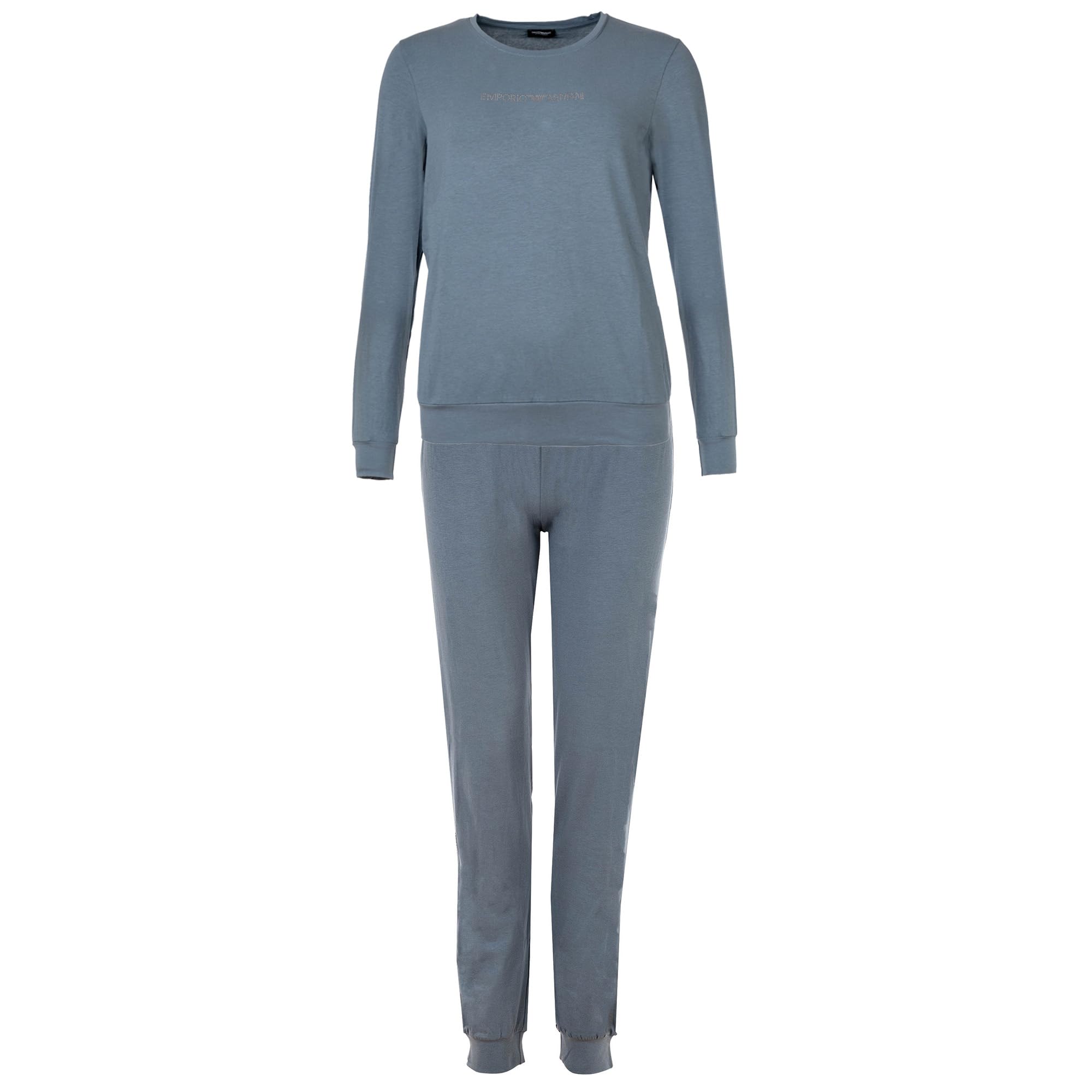 Emporio Armani Women's ESSENTIAL STUDS LOGO LONG PAJAMAS Pajama Set, TEMPESTA, S