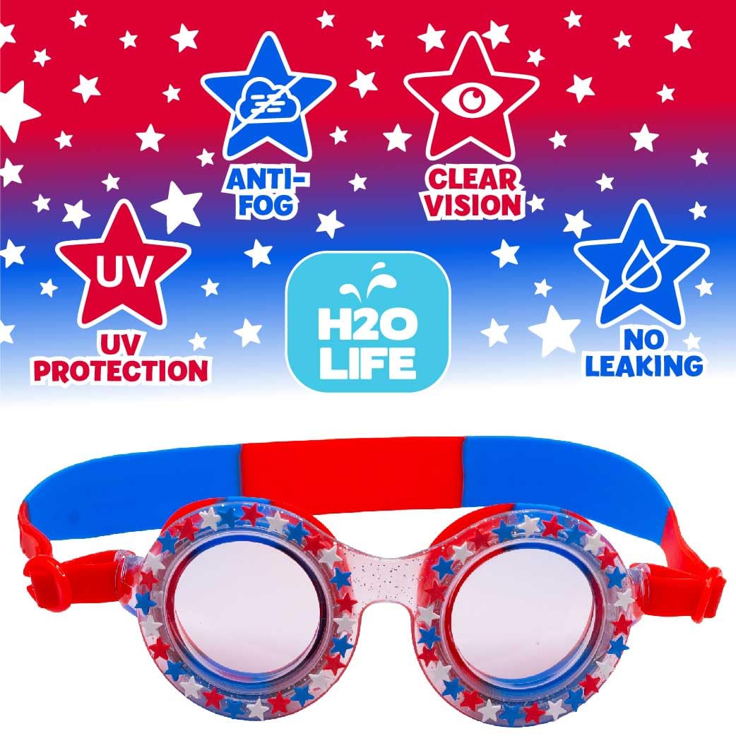 Lunettes de natation amusantes pour enfants filles et garçons (étoiles américaines, OS)