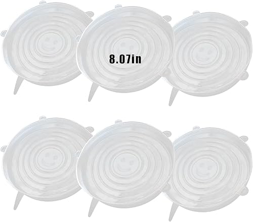 6 tapas elásticas de silicona, reutilizables y duraderas, fundas para contenedores de silicona para almacenamiento de alimentos, fundas expandibles,
